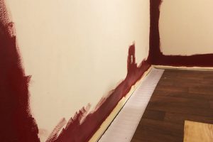 DIY accent wall painting the trim and borders