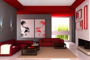 Living room architecture contrasting colors and sleek design