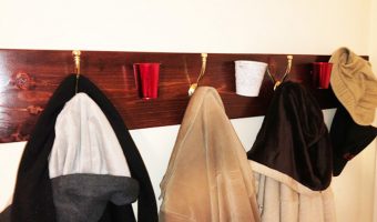 DIY wall mounted coat rack with storage
