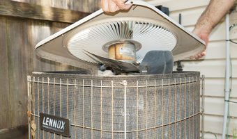 Removing and inspecting air conditioning condenser fan assembly