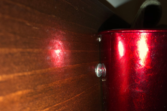 Hidden fastener on a DIY wall mounted coat rack