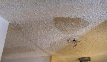 Water and plumbing leak detected by staining on the ceiling