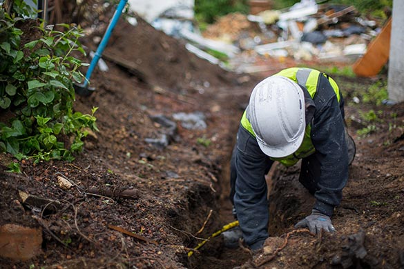 Water and plumbing leak in buried main line